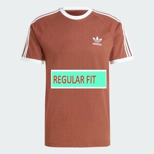 Adidas Classics Original 3 Stripes Tee Shirt Trefoil Retro Men New Brown